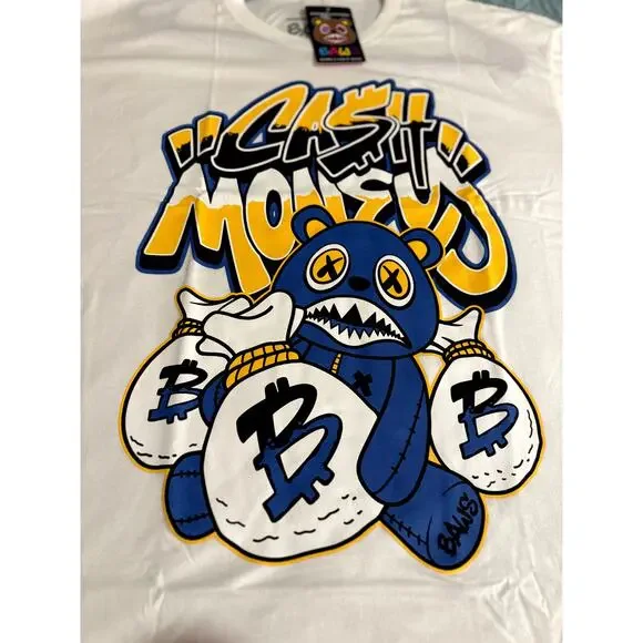 BAWS MENS T-SHIRT WHITE/BLUE/YELLOW XL T-SHIRT NWT - Picture 2 of 7